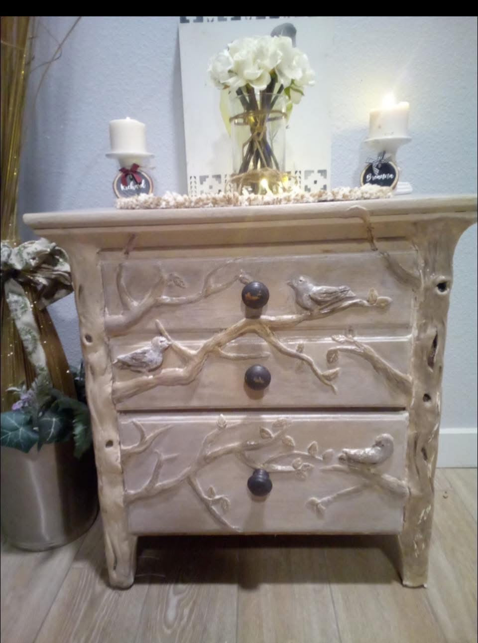 "The Willow & Wren Nightstand "– Anthropologie-Inspired Handcrafted Beauty”               

Light wood tones and hand-painted details that bring nature softly indoors.
