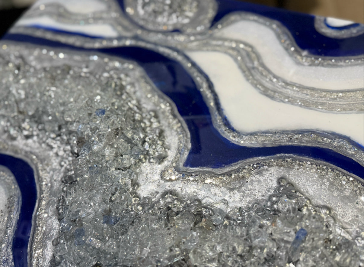 Geode inspired hand painted, one of a kind  epoxy resin painting /wall art